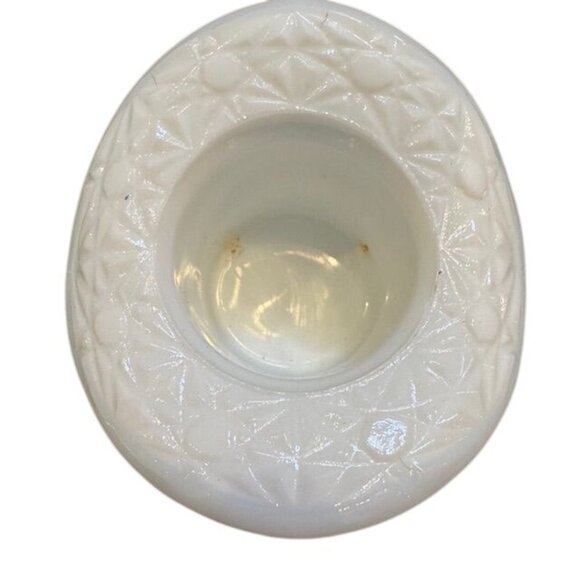 Vintage Milk Glass Top Hat Planter Set - Pressed Starburst Pattern - Decorative - Picture 9 of 11